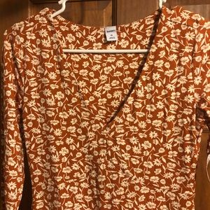 Orange and white floral midi dress